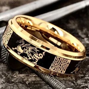2023 Cool Gold Color Men Dragon Pattern Crystal Animal Rings Punk Man Jewelry for Party Wedding Accessories L230620