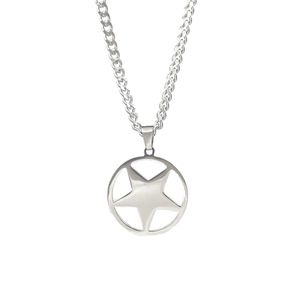 Stainless Steel Jewish Upside Down Pentagram Satanic Worship Pendant Necklace NK Chain For Mens Women 24inch Silver