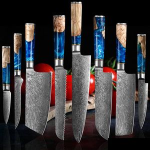Noże kuchenne nóż szefa kuchni damasceński stal 67 warstw Vg10 profesjonalny japoński ostry tasak krojenie Kiritsuke Gyuto nóż kuchennyskni Dhn8Q