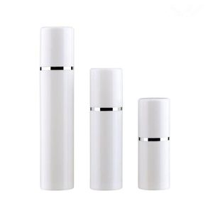 Empty 15ml 30ml 50ml PP Airless Bottles White Airless Vacuum Pump Lotion Bottle with Silver Line Cosmetic Packagings Ulmkb