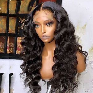 13X4 Body Wave Spets Front Peruk Syntetisk Blond Highlight /Röd Peruk Limlös Naturlig Svart Spets Frontal Peruk Med Baby Hår 230524