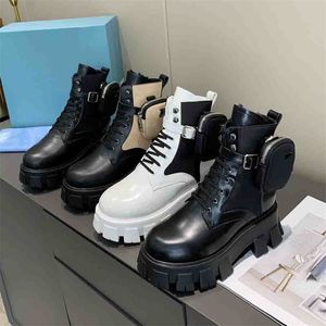 Designer Monolith Boots Dam Herr Boot Rois Ankel Äkta läder Militära stridsmodeller Plattform Boot Triple Cowhide Motorcykel Skor 36-45