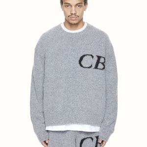 Herrenpullover Cole Buxton Minimal Letter Jacquard Loose Crew Neck Sweater Schwarz Off White Grey S-XL 230704