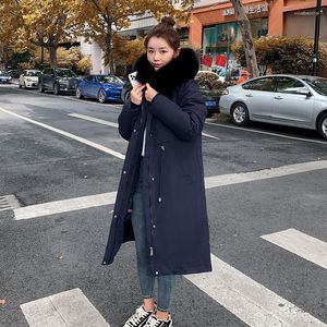 Women's Trench Coats Detachable Pie To Overcome 2023 Women's Mid-length Over-the-knee Thick Padded Coat With Big Fur Collar Winter