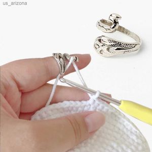 1PC DIY Multi Style Ring Knitting Loop Crochet Tool Sewing Peacock Fish Ring Finger Thimble Yarn Adjustable Open Fingering Tools L230620