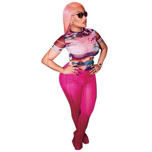 Designer Tracksuits Summer Outfits Women Short Sleeve T-shirt and Straight Pants Two 2 Piece Sets Print Sportswear Rose Sweatsuits Bulk Wholesale Clothes 9992