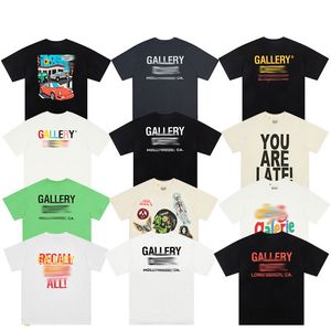 メンズギャラリーTシャツブラックファッションプリント男性ルーズカップルハイストリート半袖Tシャツストリートウェア