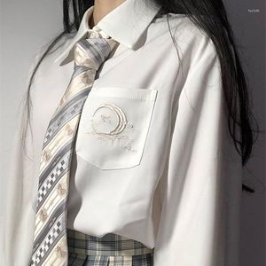 Женские блузки японская осень Jk униформа женская рубашка вышивая повседневная с длинными рукавами плюс размер.