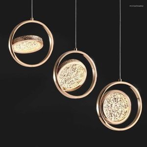 Pendant Lamps Simple Creative Bedroom Circle Chandelier Living Room Tv Background Wall Dector Designer Led Lighting For Home