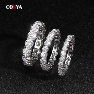 With Side Stones COSYA 3 5MM Full Row Rings For Women 925 Sterling Silver Diamond Ring Bridal Wedding Engagement Fine Jewelry 230704
