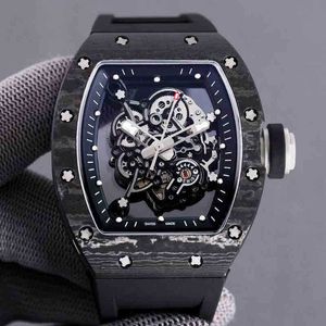 ريتشارد ميلي يشاهد Rakish Wrist Mechanical Cool BBR Factory RM055 MENS Mechanics Business Leisure Black Carbon Fiber Tape ME