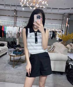 Women's Tanks & Camis designer 23ss womens clothing tank top Womens Vest Striped color matching lapel polo sleeveless knitted vest clothes EJG9