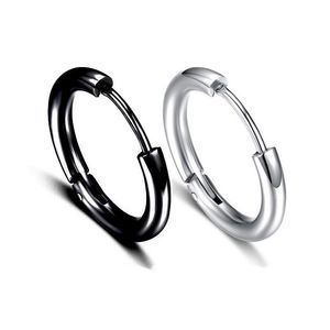 Hoop Huggie 10-20Mm Circle Earrings For Men S Punk Hypoallergenic Stainless Steel Small Big Round Ear Bone Buckle Earring Fashion Dh1Jz