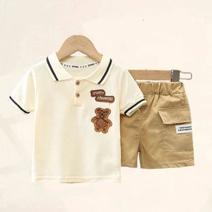 Tröjor Baby Boy Kläder Set T-shirt Shorts Barn Sommarkläder Söt tecknad outfit Spädbarn Småbarn Tee Shirt Byxor 230704