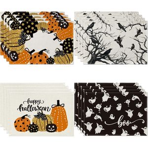 Halloween Placemats Fall Autumn Pumpkin Ghost Table Mats for Party Kitchen Dining Decoration