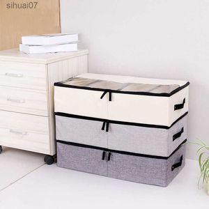 Folding Wardrobe Organizer Storage Bag for Clothes Dustproof Dampproof Cotton Linen PVC Window Under the Bed Shoes Storage Box L230705