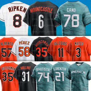 8 Cal Ripken Jr Maglie da baseball Yennier Cano Adley Rutschman Austin Hays Felix Bautista Baltimores Ramon Urias Oriole Ryan Mountcastle Cedric Mullins Cionel Perez