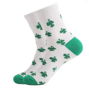 Calzini da donna 2023 Fashion Four Leaf Clover St. Patrick's Holiday Striped Men Cotton Drop di alta qualità