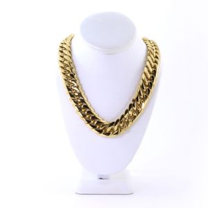 Corrente masculina Miami Cuban Link Curb 14k banhado a ouro Hip Hop 21 mm de espessura