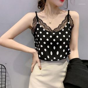 Women's Tanks Crop Tops Women Satin Silk Lace Summer Tank Camis Vest Blouse Casual Lady V-Neck Sleeveless Straps Shirt