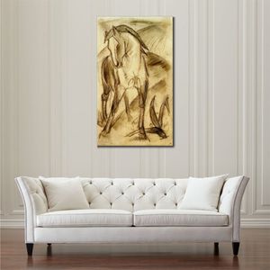 抽象キャンバスアート山の風景の若い馬フランツ・マルク絵画手作りモダンな装飾キッチン用