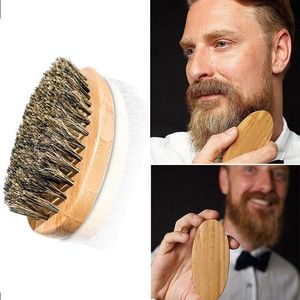 Escova de barba para homens Escova de bambu Cerdas de javali Massagem facial Pincéis de barbear Pente Barba e bigode ZA2023 Mkpid