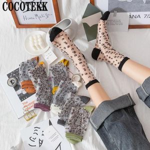 Women Socks Fashion Summer Sexy Leopard Floral Soft Comfortable Thin Gauze Transparent Lady Trendy Girls Gifts