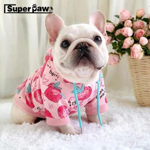 kjol ny husdjur hund rosa jordgubbe hoodie vinter varm klädtröja kappjacka för små medelstora hundar franska bulldog corgi pug lac59