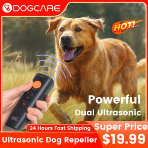 Hundträning Lydnad DOGCARE UT01 Repeller Noise Anti Barking Device Double Ultrasonic Electronic 2 Mode With LED Flash Light 230704