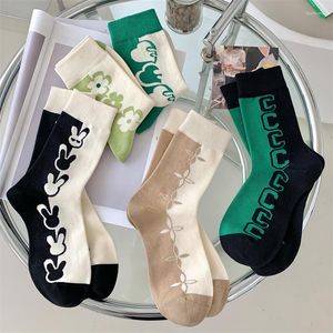 Women Socks Fashion Women's Korean Style 2023 Casual Flower Crew Female Breathable Spring Summer Cute For Cotton