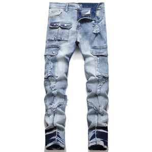 Джинсы Мужские дизайнерские джинсы для мужских брюк Man Rock Revival Jeans Biker Pants Man Pant Hip Hop Denim