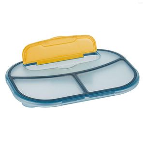 Dinnerware Sets Plastic Bento Lunch Box 3-Compartment Bento-Style Kids For Sandwich Container
