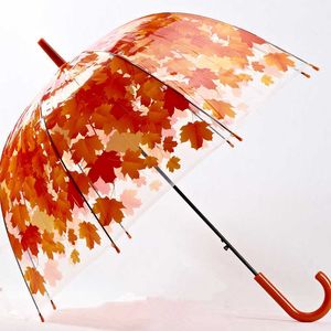 Зонты, женский зонтик, цветной креативный зонтик, милый свежий прозрачный зонтик с листьями и клеткой, детский длинный/дождевой зонт