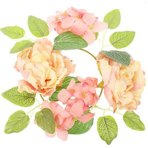 Candle Holders Artificial Candlestick Garland Flower Wreaths Rings Pillar Table Books Decor Wedding Cloth Winter Floral