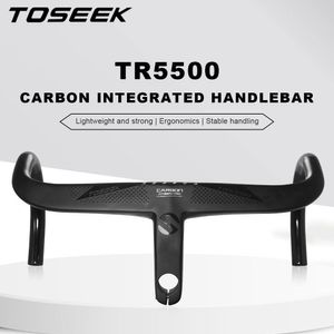 Bike Handlebars Components TOSEEK TR5500 Road Bike Full Carbon Fiber Stem Integrated Bicycle Handlebar Ultra Light 28.6mm Cycling Parts Accessories 230704