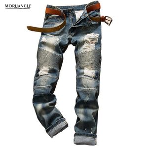 Whole- 2020 Jeans da motociclista strappati da uomo Pantaloni da jogging in denim strappato moda per uomo Streetwear Pantaloni da moto jeans distrutti Pantaloni231u