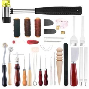 Gardiner 35 datorer läder Syverktyg Diy Leather Craft Tools Hand ing Tool Set med Groover Awl Waxed Thread Thimble Kit