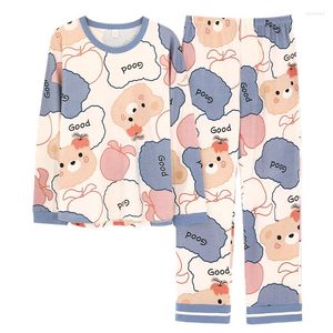 Sprężystka damska bawełniana pajama Zestaje Kobiety Kreskówki Kreskówki Niedźwiedzie Pijama Mujer Rozmiar 2xl kilka nocne garnitury odzież domowa