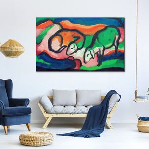 Contemporary Abstract Art on Canvas Sheep Ii Franz Marc Textured Handmade Oil Painting Wall Decor