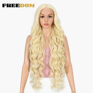 Synthetic Lace Wig 40 INCH Blonde Deep Wave Wigs For Women Long White Wig 613 Lace Wig Cosplay Wigs 230524