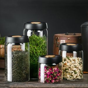 Vorhänge Vakuum-Kaffeebohnen-Aufbewahrungsflaschen, kreative versiegelte Glasflasche, Vorratstank, Lebensmittel-Körner-Behälter, Dose, Einmachglas, transparent