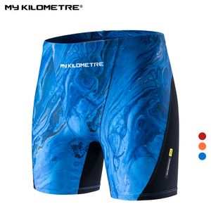 Shorts Masculino Vara de Natação My Kilometer Pernas Quadradas Jammer Esportivo Estampado Durável Splice Roupa de Banho para Treinamento em Equipe Tamanho S4XL 230705