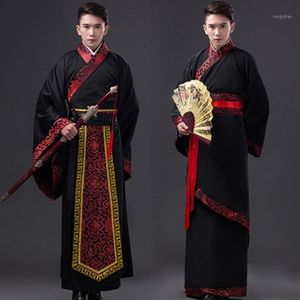 Hanfu Preto Roupa Tradicional Chinesa Vestidos Africanos Para Homens Adultos Tang Suit Palco Performance Vestuário Trajes Antigos1215A