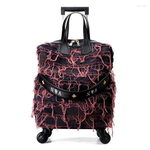スーツケースファッションデニムトロリースーツケース旅行バッグ人格ケース女性 18 インチ韓国搭乗パッケージ荷物