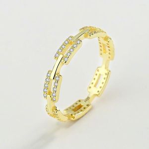 Cluster Ringe S925 Sterling Silber Ins Nische Kette Diamant-verkrustete 14 Karat Ring Frauen Kreative Schmuck Party Geburtstagsgeschenk Großhandel