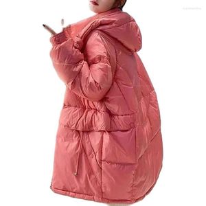 Kadın Trençkotları Kış Ceketleri Kadınlar Pamuk Orta Uzun Ceket Gevşek Moda Kapşonlu Işık İnce Parka Outerwear Kadın Palto Palto