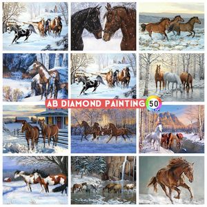 Cortinas ab pintura diamante 5d animal inverno diy mosaico cruz cavalo recém chegados arte da parede adesivos de parede decoração casa