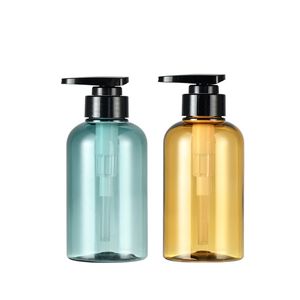 Amberblå plastpumpflaskor 10 oz 300 ml 16 oz 500 ml kosmetiska behållare för lotion Hudvård Serum Schampo Shower Gel Body Butter