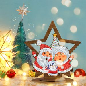 ステッチ2022新しい木製クリスマス絵画飾りブランディーモザイク刺繍キットダイヤモンドクラフトサンタクラウスホームデコレーション