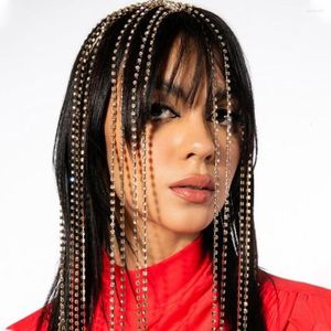 ヘアクリップ XSBODY ロングタッセルヘッドチェーンジュエリー額ウェディングアクセサリーティアラ花嫁帽子ヘッドバンドラインストーンクリスタル